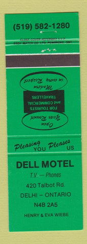 Matchbook Cover - Dell Motel Delhi ON GREEN