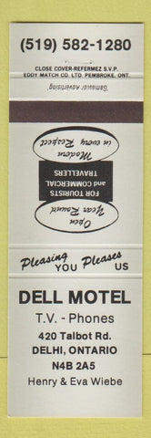 Matchbook Cover - Dell Motel Delhi ON GRAY