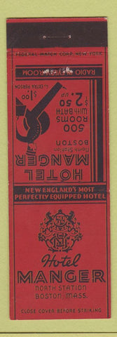 Matchbook Cover - Hotel Manger Boston MA Federal