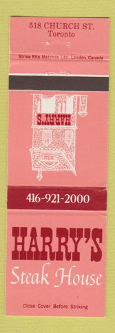 Matchbook Cover - Harry's Steak House Toronto ON
