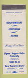 Matchbook Cover - Sigma Kappa Delta Fraternity New Years Eve Parts 1968