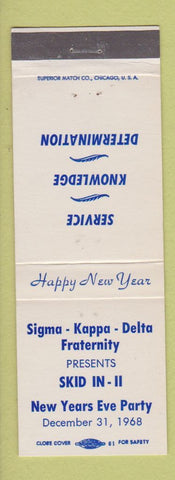 Matchbook Cover - Sigma Kappa Delta Fraternity New Years Eve Parts 1968