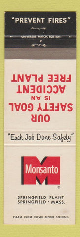 Matchbook Cover - Monsanto Safety Springfield MA