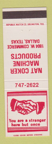 Matchbook Cover - Nat Coker Machine Products Dallas TX
