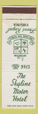 Matchbook Cover - Skyline Motor Hotel Front Royal VA STAINED