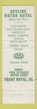 Matchbook Cover - Skyline Motor Hotel Front Royal VA STAINED