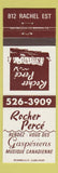 Matchbook Cover - Rocher Perce QC