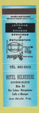 Matchbook Cover - Hotel Belvedere Riviere Bleue QC