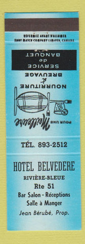 Matchbook Cover - Hotel Belvedere Riviere Bleue QC
