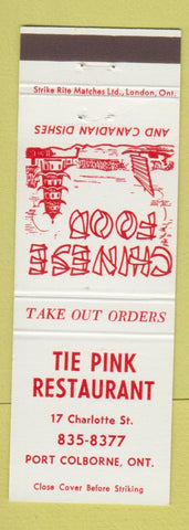 Matchbook Cover - Tie Pink Restaurant Chinese Port Colborne ON