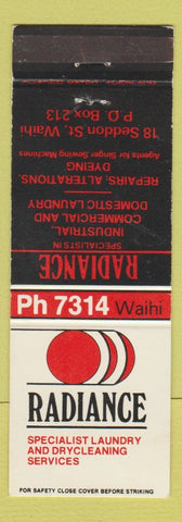 Matchbook Cover - Radiance Laundry Waihi New Zealand