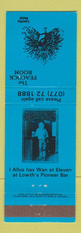 Matchbook Cover - Carlton Piano Bar Peacock Room Townsville Australia