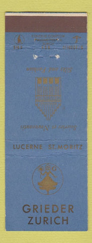 Matchbook Cover - Grieder Zurich Switzerland Silk and Fashion