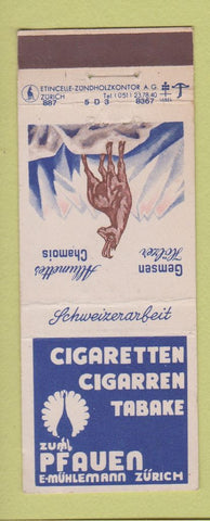 Matchbook Cover - Cigaretten Cigarren Tabake Zurich Switzerland