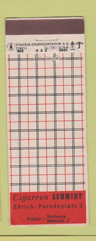 Matchbook Cover - Cigarren Schmidt Tobacco Zurich Switzerland