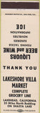 Matchbook Cover - Lakeshore Villa Market Lakehead CA