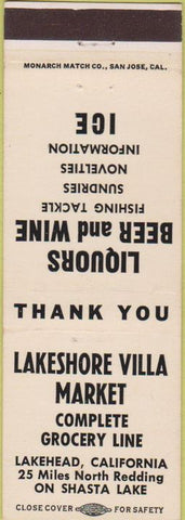 Matchbook Cover - Lakeshore Villa Market Lakehead CA