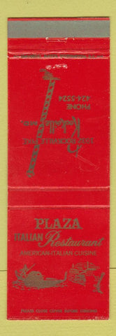 Matchbook Cover - Plaza Italian Restaurant Rockville MD