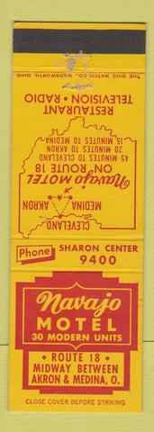 Matchbook Cover - Navajo Motel between Akron Medina OH