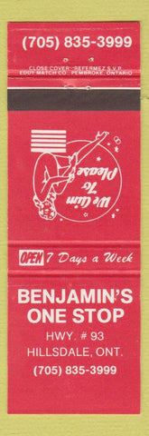 Matchbook Cover - Benjamin's One Stop Hillsdale ON girlie