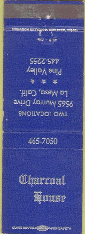 Matchbook Cover - Charcoal House La Mesa CA