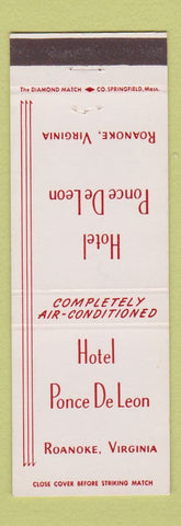 Matchbook Cover - Hotel Ponce De Leon Roanoke VA