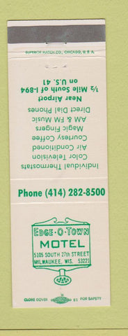 Matchbook Cover - Edge O Town Motel Milwaukee WI