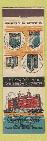 Matchbook Cover - Chamberlin Hotel Fort Monroe VA