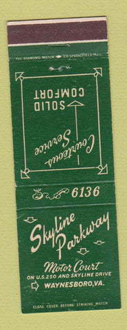 Matchbook Cover - Skyline Parkway Motor Court Waynesboro VA