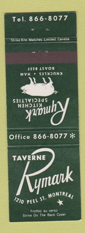 Matchbook Cover - Taverne Rymark Montreal QC pig