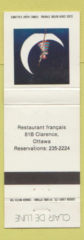 Matchbook Cover - Clair De Lune Ottawa ON