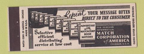 Matchbook Cover - Match Corporation of America Chicago IL Full Length