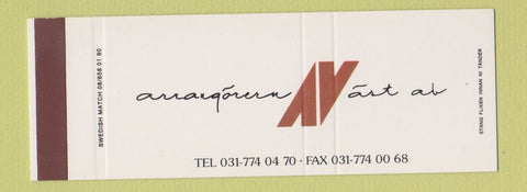 Matchbook Cover - Arrangorern Nast Ab Swedish? SAMPLE Full Length
