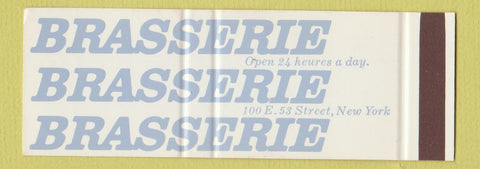 Matchbook Cover - Brasserie New York City SAMPLE Full Length