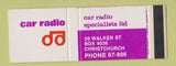 Matchbook Cover - Car Radio Specialists Christchurch New Zealand SAMPLE WEAR