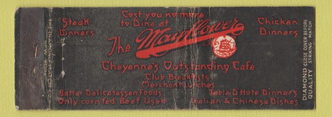 Matchbook Cover - The Mayflower Cafe Cheyenne WY DQ WORN Full Length