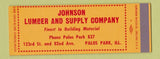 Matchbook Cover - Johnson Lumber Palos Park IL SAMPLE Full Length