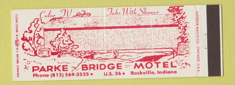 Matchbook Cover - Parke Bridge Motel Rockville IN Full Length
