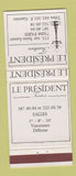 Matchbook Cover - Le President Traiteur Paris France WEAR