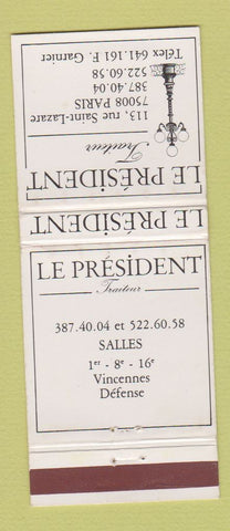 Matchbook Cover - Le President Traiteur Paris France WEAR