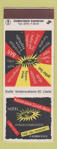 Matchbook Cover - Hotel Herzogenbuchsee Zurich