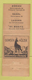 Matchbook Cover - Fein Keller Zurich Mouse WORN