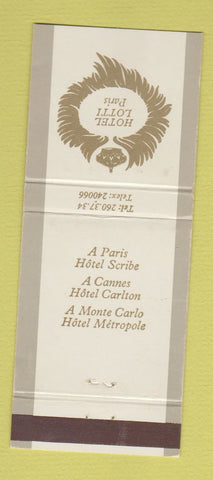 Matchbook Cover - Hotel Lotti Paris France