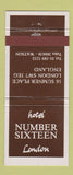 Matchbook Cover - Hotel Snumber Sixteen London England