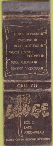 Matchbook Cover - The Lodge Lake Arrowhead CA WORN