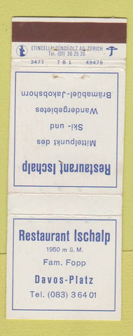Matchbook Cover - Restaurant Ischalp Switzerland Davos Platz WEAR