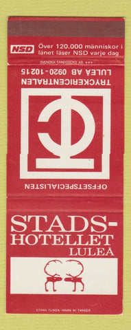 Matchbook Cover - Stade Hotellet Lulea