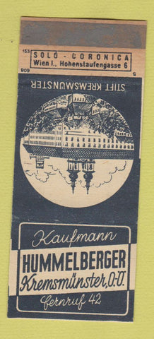 Matchbook Cover - Kaylmann Hummelberger Kremsmunster WORN