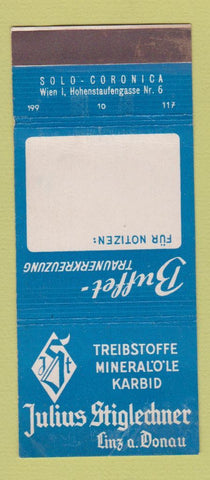 Matchbook Cover - Julius Stiglechner Minerals
