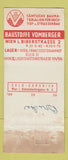Matchbook Cover - Baustoffe Vomberger Bricks Switzerland WEAR